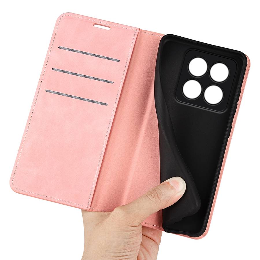 For Xiaomi 14 Pro Retro-skin Magnetic Suction Leather Phone Case(Pink)
