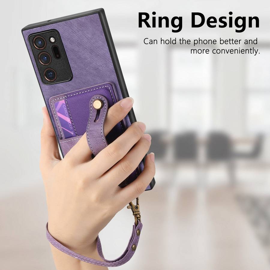 For Samsung Galaxy Note20 Ultra Retro Cross Wristband Wallet Leather Back Phone Case(Purple)