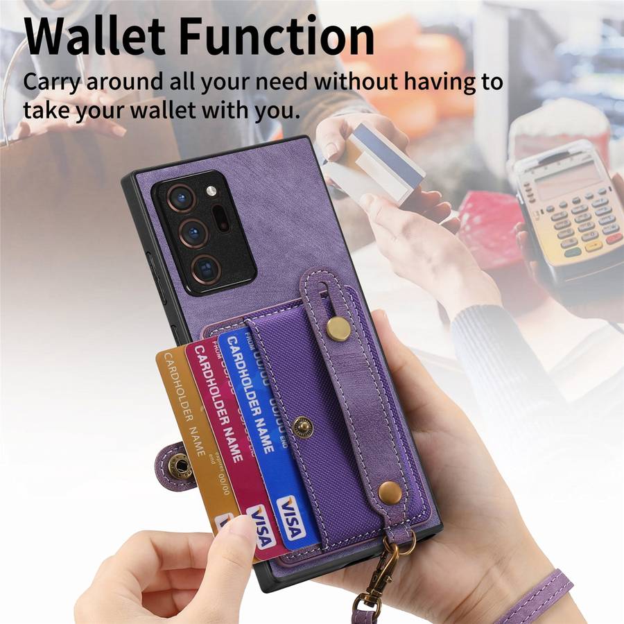 For Samsung Galaxy Note20 Ultra Retro Cross Wristband Wallet Leather Back Phone Case(Purple)
