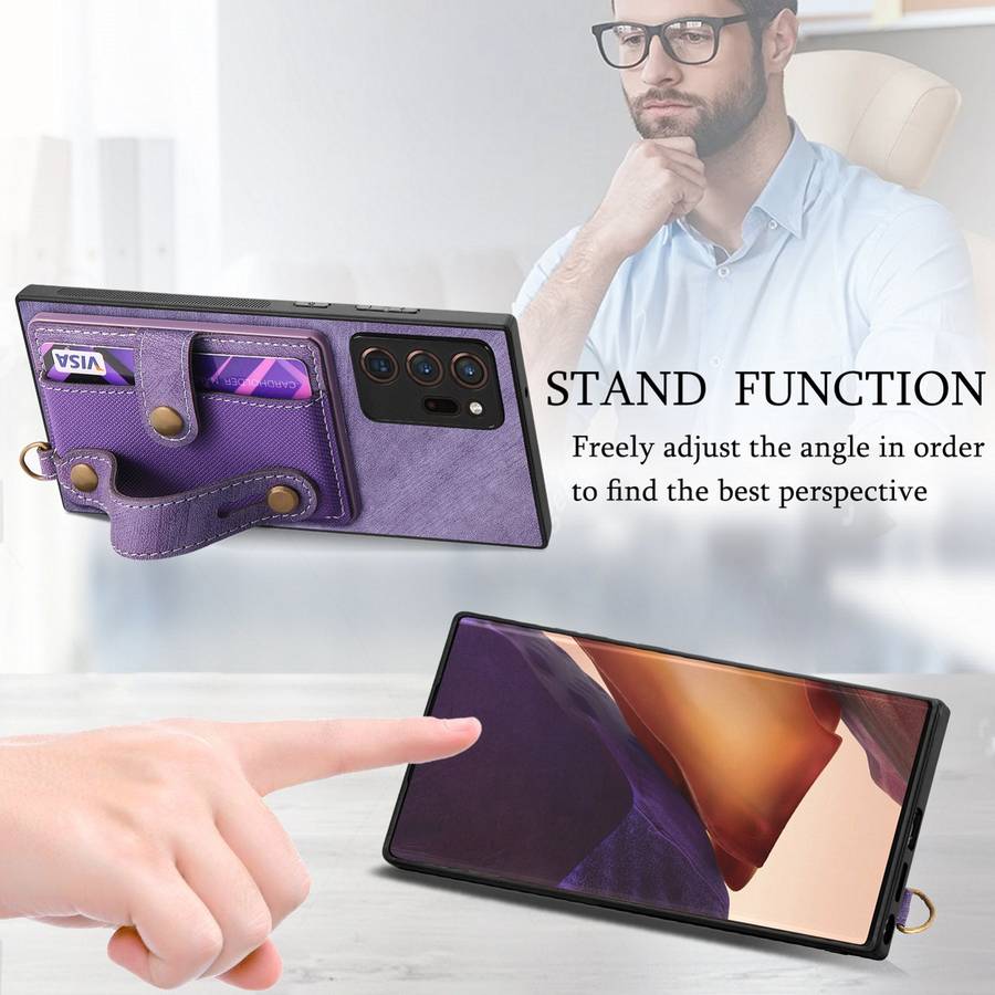For Samsung Galaxy Note20 Ultra Retro Cross Wristband Wallet Leather Back Phone Case(Purple)