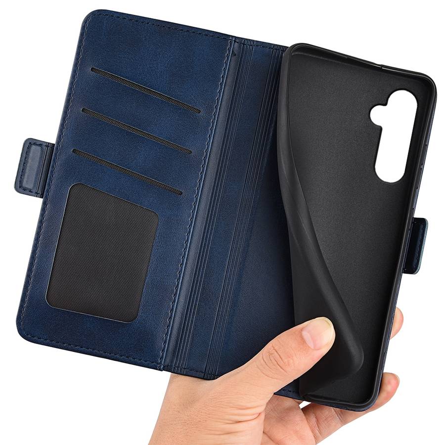 For Samsung Galaxy S24 5G Dual-side Magnetic Buckle Horizontal Flip Leather Phone Case(Dark Blue)