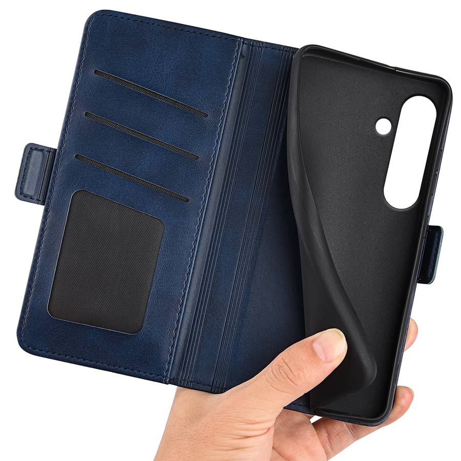 For Samsung Galaxy S24 FE 5G Dual-side Magnetic Buckle Horizontal Flip Leather Phone Case(Dark Blu
