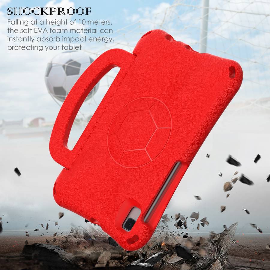 For Samsung Galaxy Tab A7 Lite 8.7 T220/T225 Handle Football Shaped EVA Shockproof Tablet Case(Red
