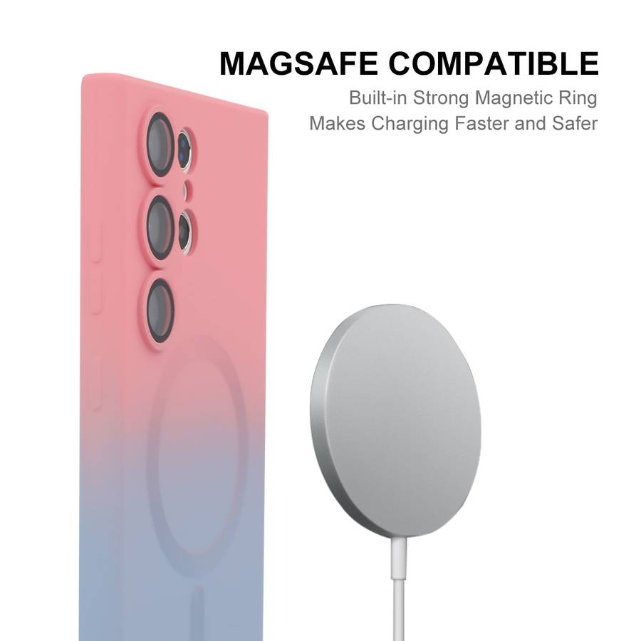 For Samsung Galaxy S23 Ultra 5G ENKAY Hat-Prince MagSafe Rainbow Gradient Silicone Phone Case with