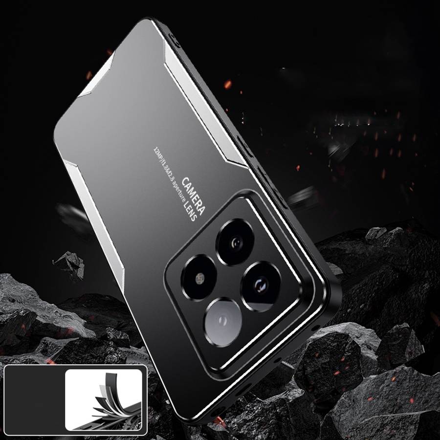 For Xiaomi 14 Pro Blade Series TPU Hybrid Metal Phone Case(Blue)