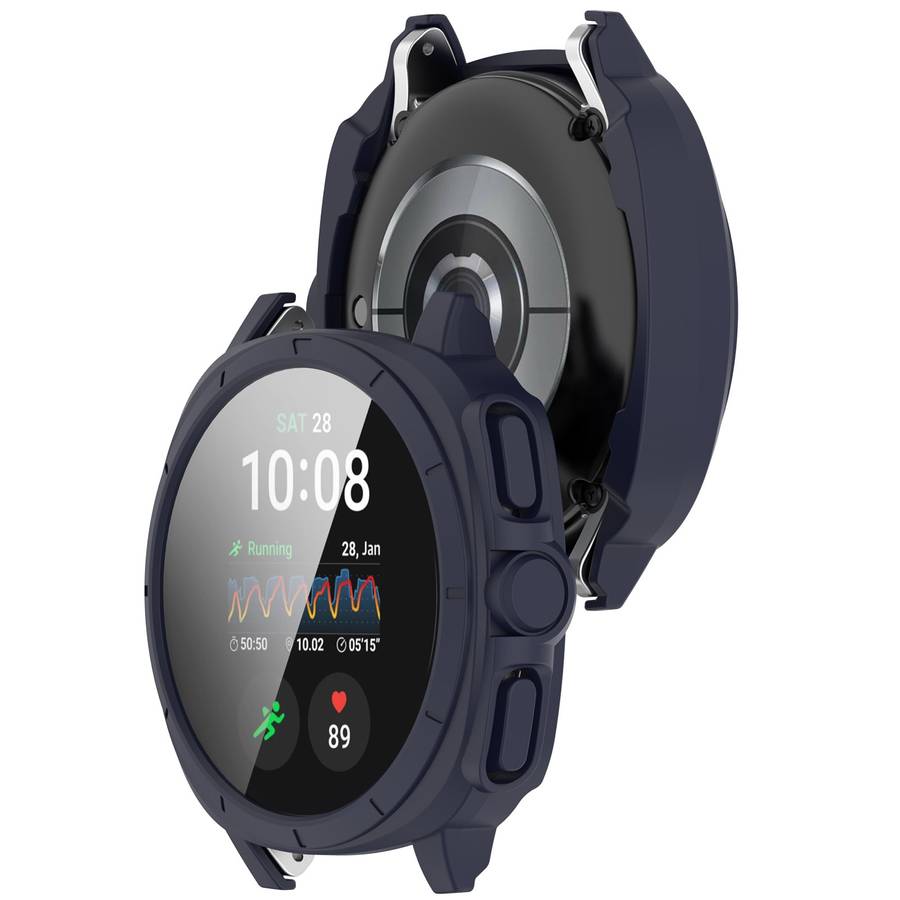 For Sansung Galaxy Watch 7 40mm PC + Tempered Film Integrated Watch Protective Case(Midnight Blue)