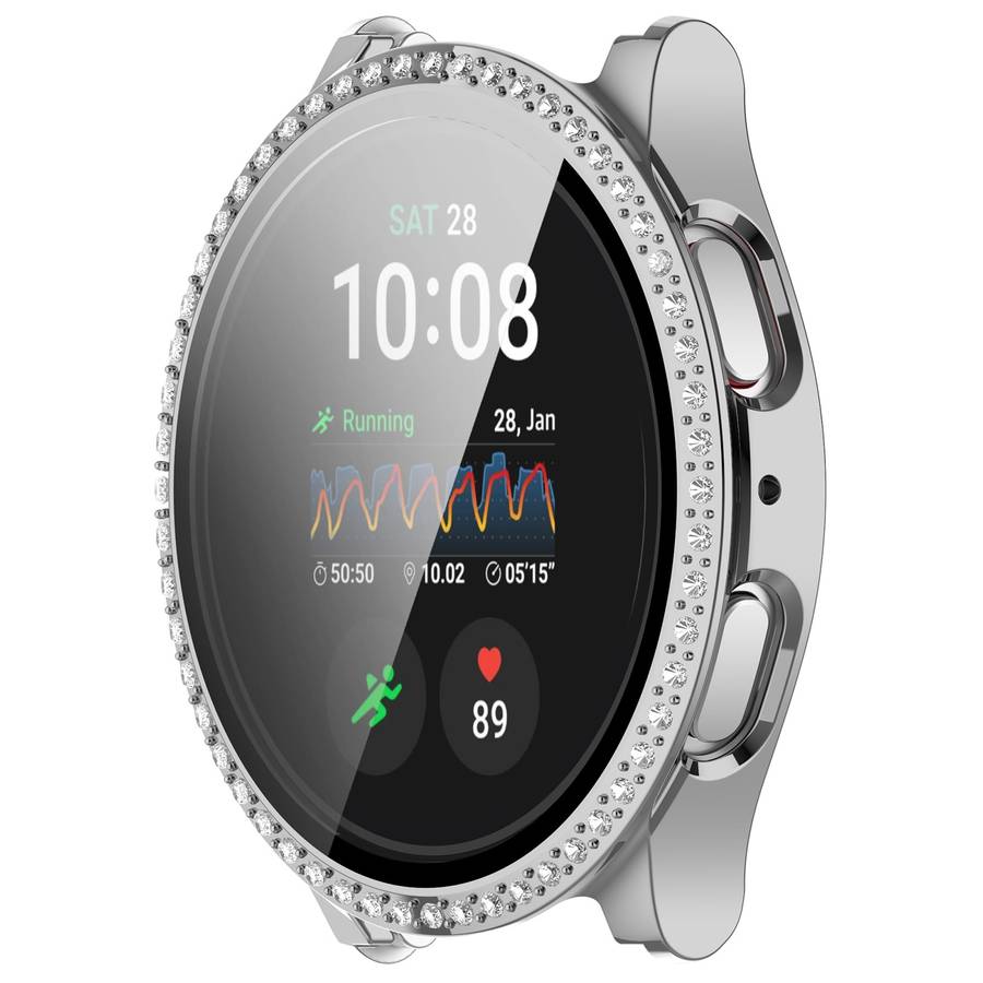 For Samsung Galaxy Watch 7 44mm Single Row Diamond PC + Tempered Film Integrated Watch Protective