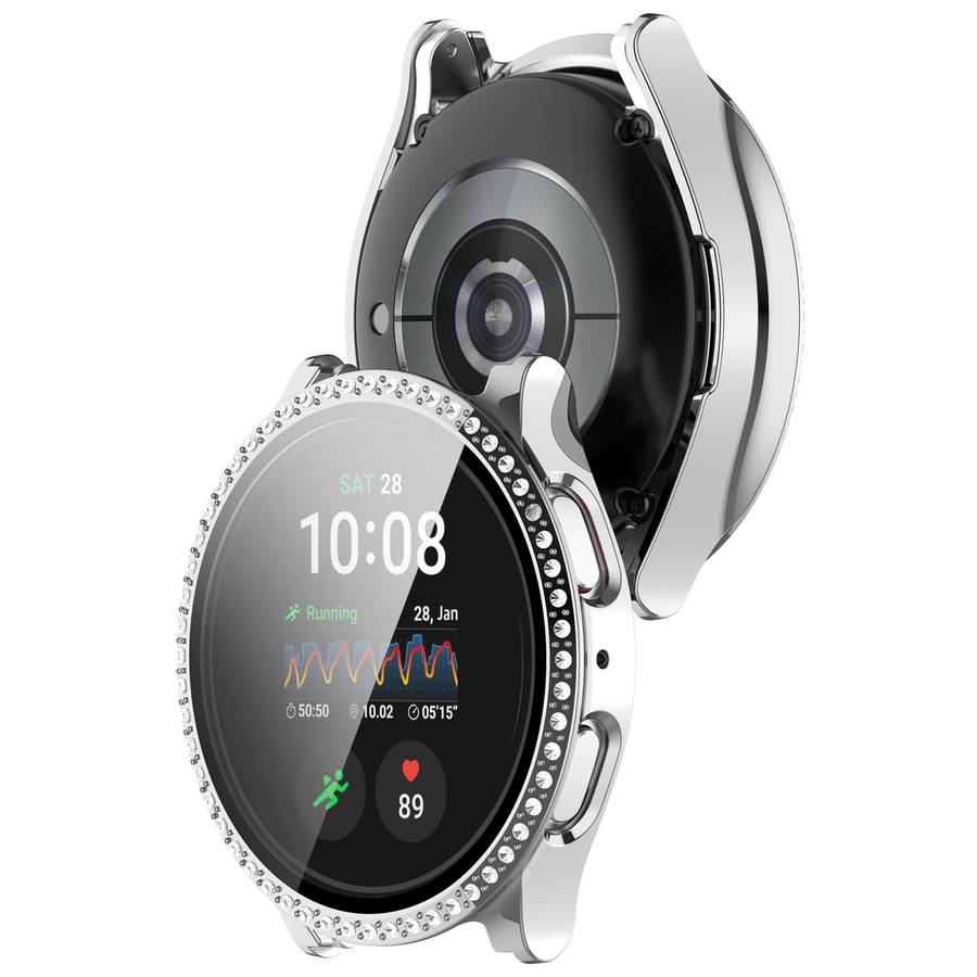For Samsung Galaxy Watch 7 44mm Single Row Diamond PC + Tempered Film Integrated Watch Protective