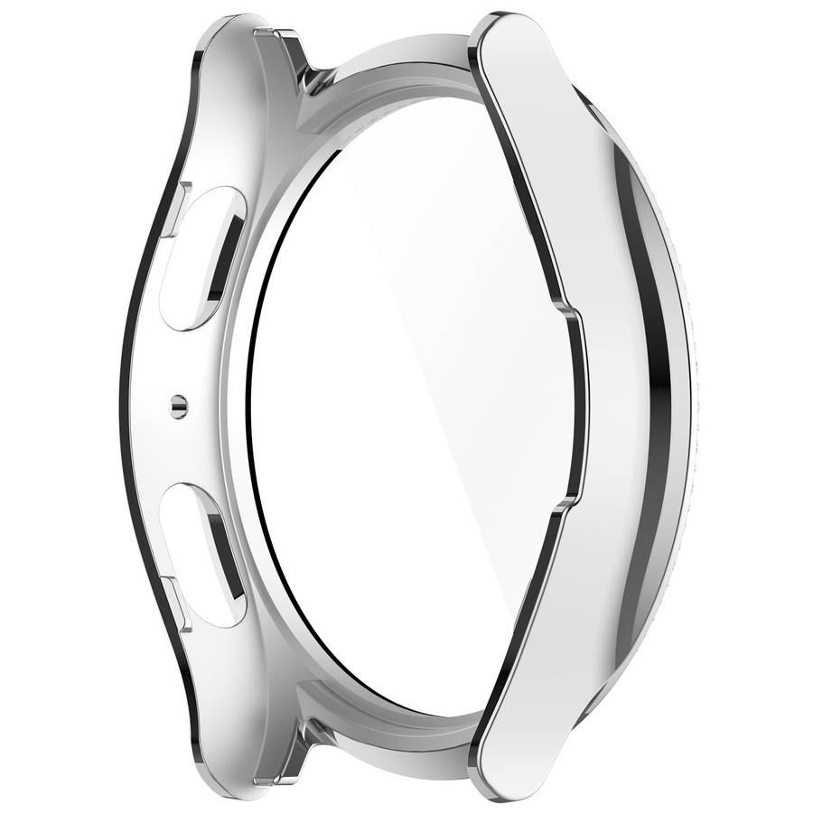 For Samsung Galaxy Watch 7 44mm Single Row Diamond PC + Tempered Film Integrated Watch Protective