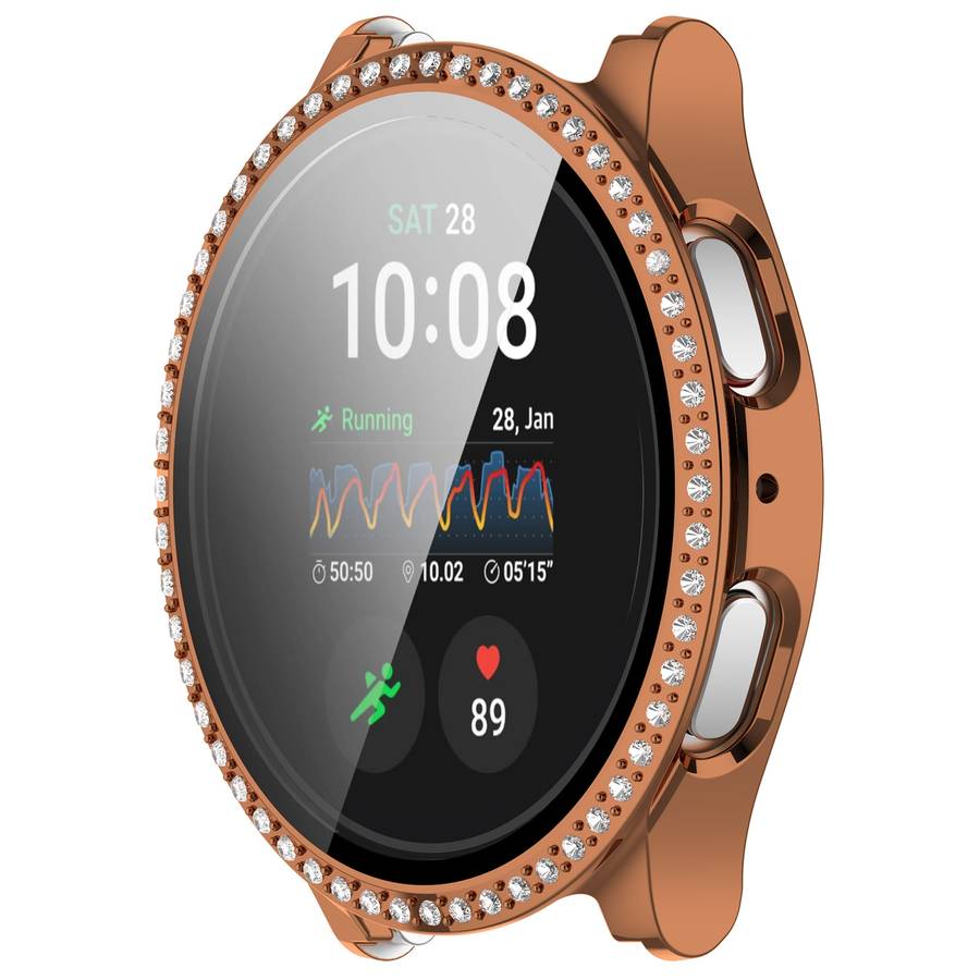 For Samsung Galaxy Watch 7 44mm Single Row Diamond PC + Tempered Film Integrated Watch Protective