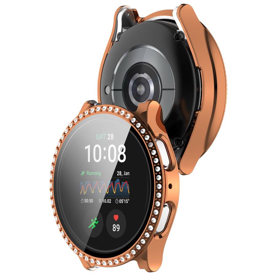 For Samsung Galaxy Watch 7 44mm Single Row Diamond PC + Tempered Film Integrated Watch Protective