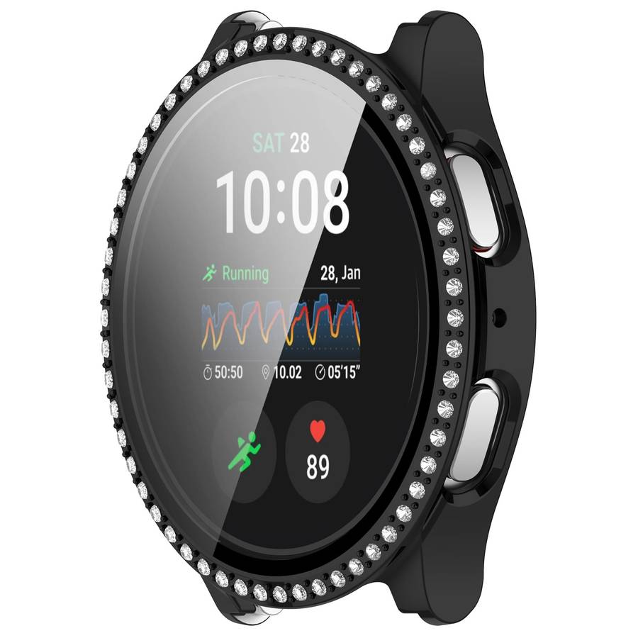 For Samsung Galaxy Watch 7 44mm Single Row Diamond PC + Tempered Film Integrated Watch Protective