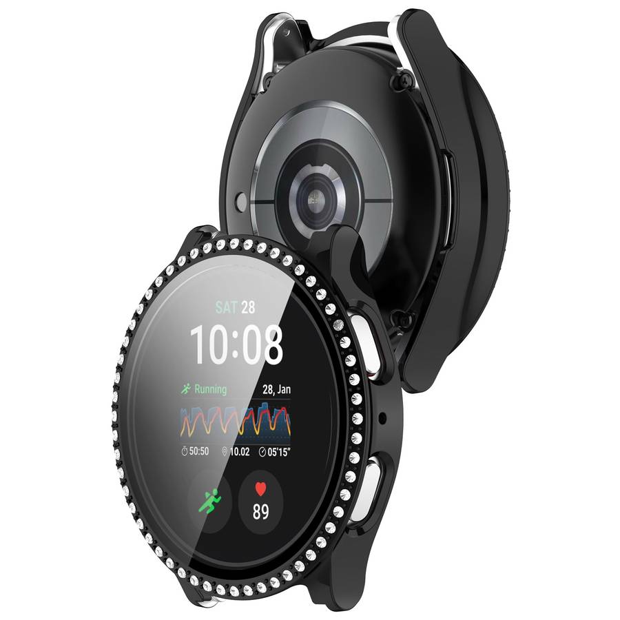 For Samsung Galaxy Watch 7 44mm Single Row Diamond PC + Tempered Film Integrated Watch Protective