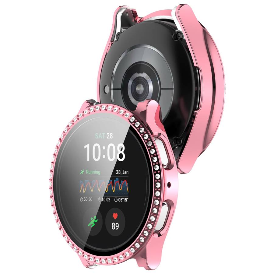 For Samsung Galaxy Watch 7 44mm Single Row Diamond PC + Tempered Film Integrated Watch Protective