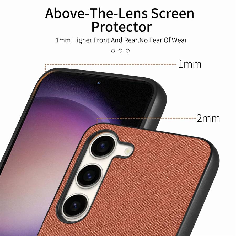 For Samsung Galaxy S22 5G Twill Fabric Leather Skin Back Phone Case(Brown)