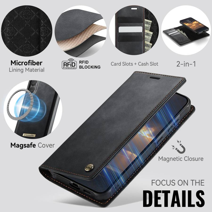 For Samsung Galaxy S23+ 5G CaseMe C49 Magnetic RFID Blocking Detachable Wallet Leather Phone Case(
