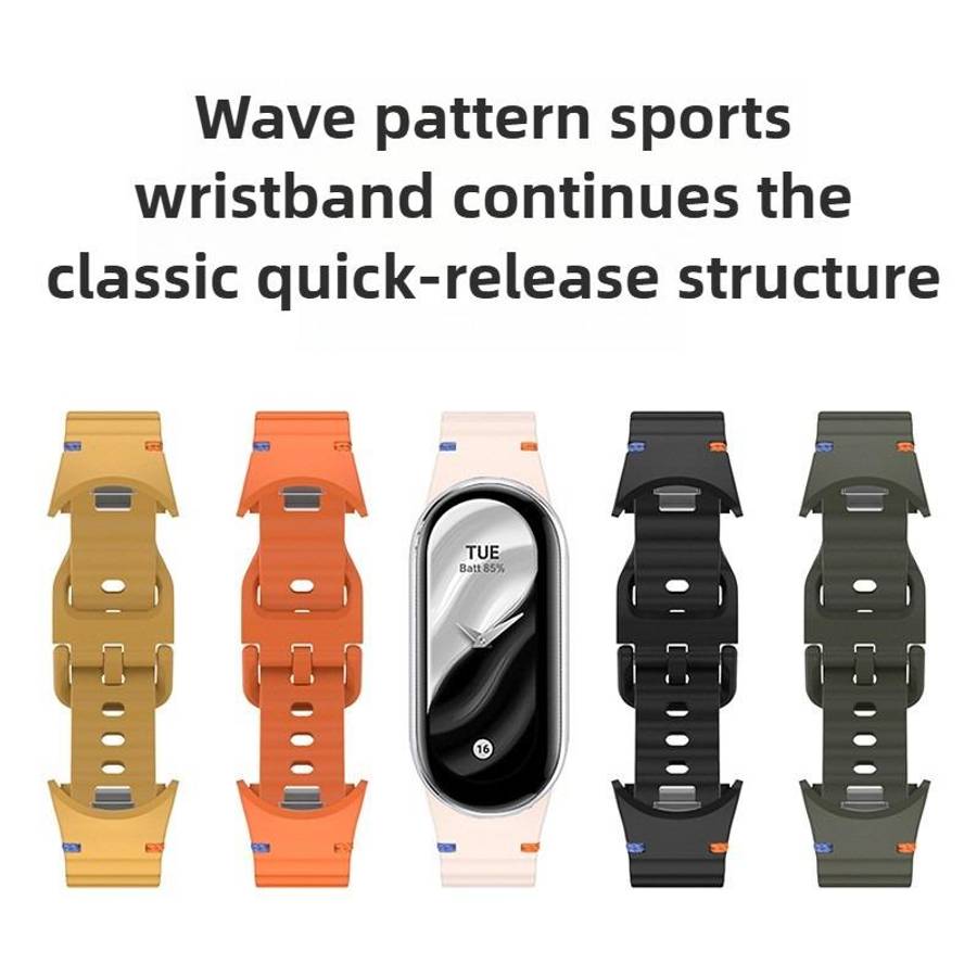 For Xiaomi Smart Band 10 / 9 / 8 Wavy Grain Stitched Silicone Watch Band(Pink)