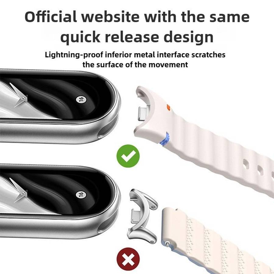 For Xiaomi Smart Band 10 / 9 / 8 Wavy Grain Stitched Silicone Watch Band(Pink)