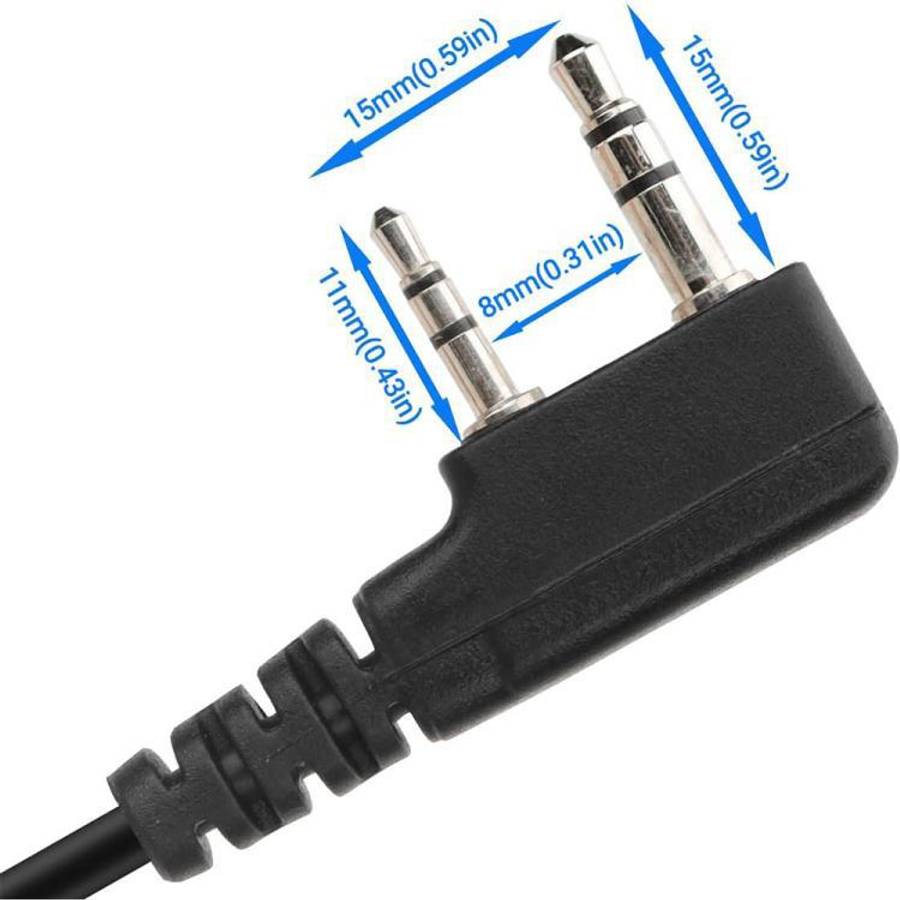 JUNSUNMAY Walkie Talkies Headset Radio Earpiece Adapter Cable, Length: 25cm, Interface:2 Pin to Ma