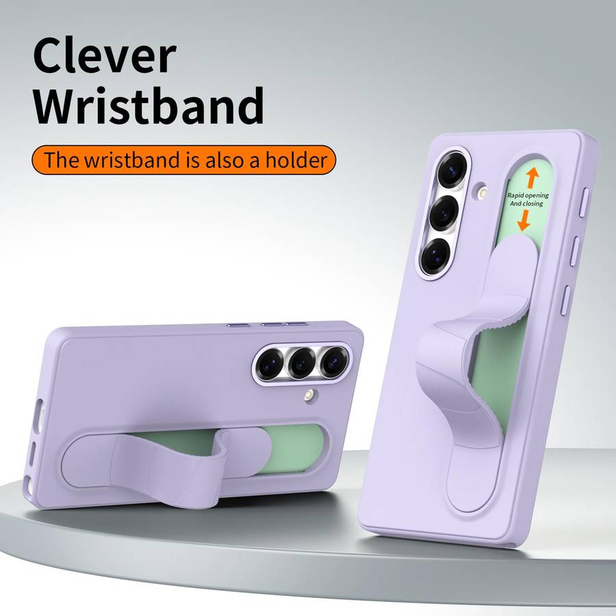 For Samsung Galaxy S25 5G Intelligent Control Button Wristband Phone Case(Lola Purple)