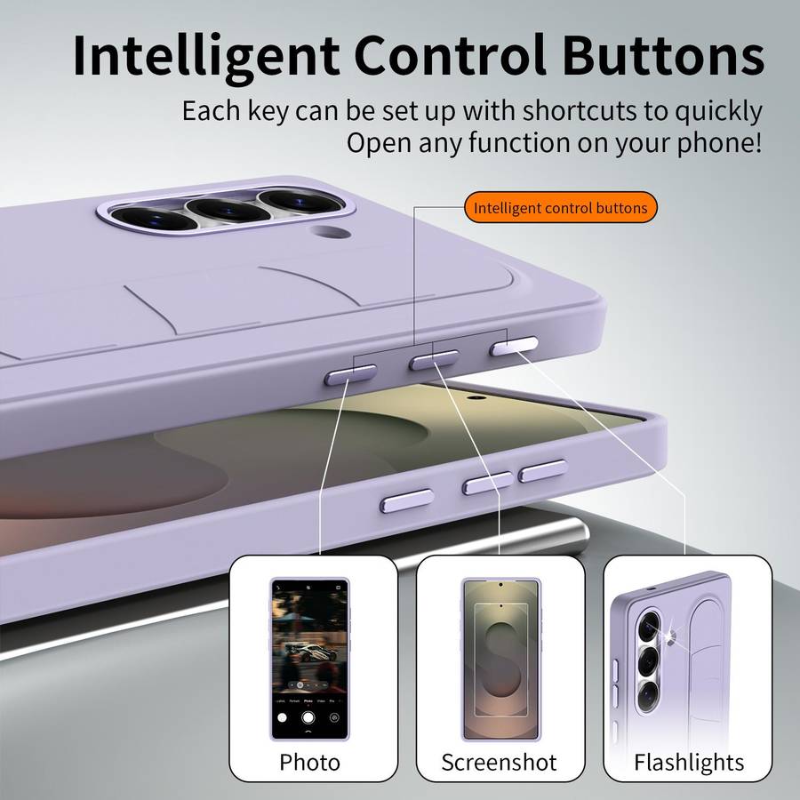 For Samsung Galaxy S25 5G Intelligent Control Button Wristband Phone Case(Lola Purple)