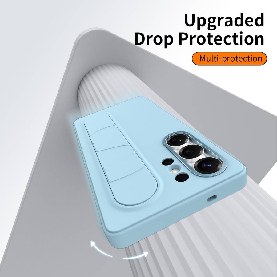 For Samsung Galaxy S24 Ultra 5G Intelligent Control Button Wristband Phone Case(Far Peak Blue)