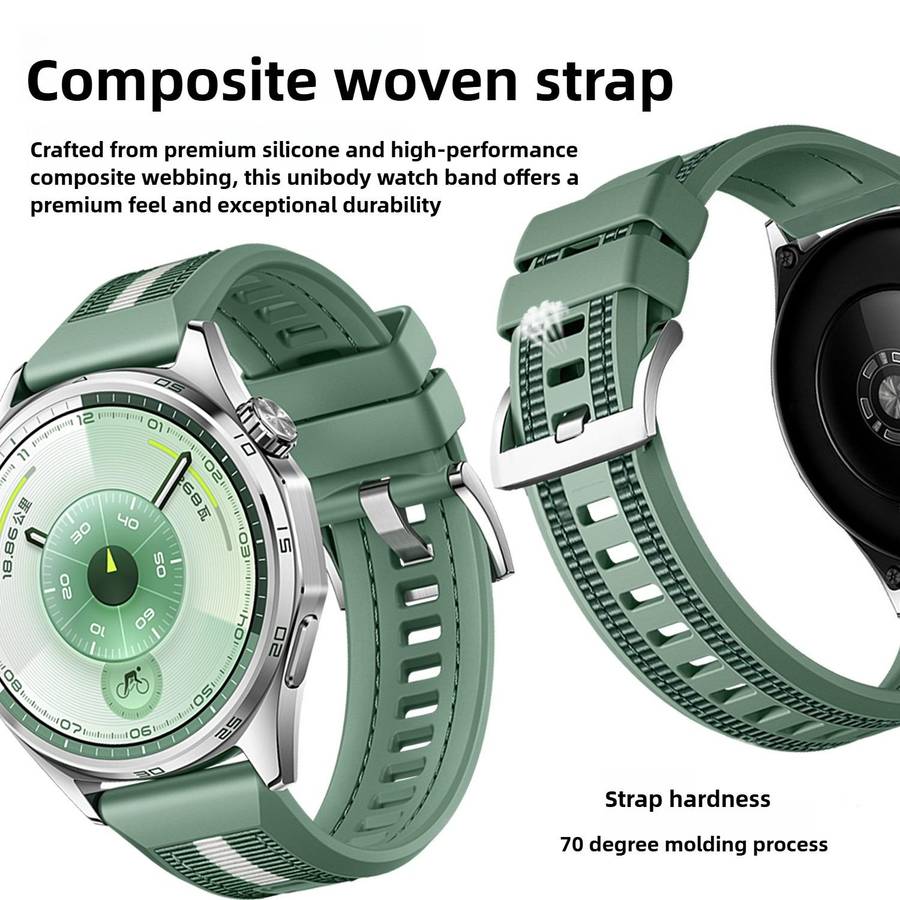 For Huawei Watch GT 6 46mm Braid Nylon Hybrid Silicone Watch Band(Black)