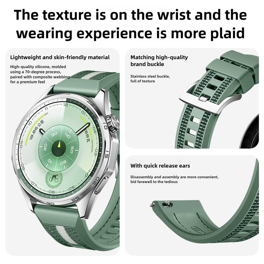 For Huawei Watch GT 6 46mm Braid Nylon Hybrid Silicone Watch Band(Black)