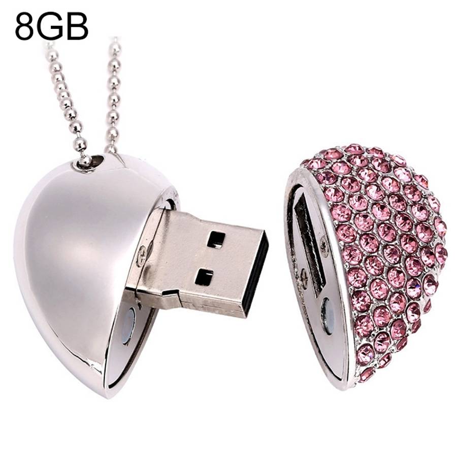 Heart Shaped Diamond Jewelry USB Flash Disk, Special for Valentines Day Gifts (8GB)