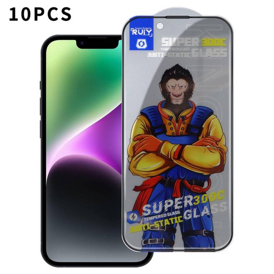 For iPhone 14 Plus 10pcs Armor 300C Ultra-Curved Anti-Static Anti-Dust Silk-Screened Privacy Tempe