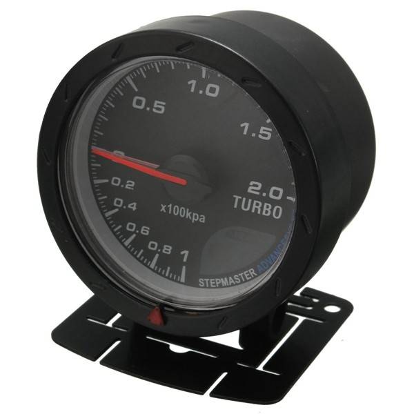 Universal 12V 60mm Black Car Auto Turbo Boost Gauge Meter With Mount Bracket