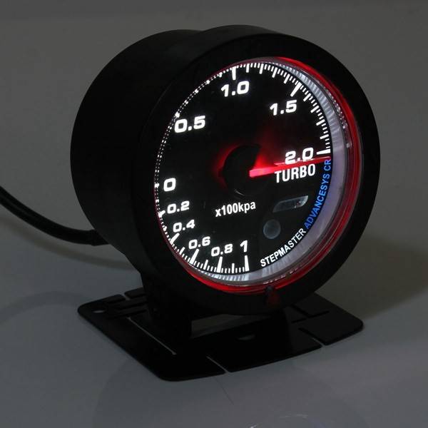 Universal 12V 60mm Black Car Auto Turbo Boost Gauge Meter With Mount Bracket