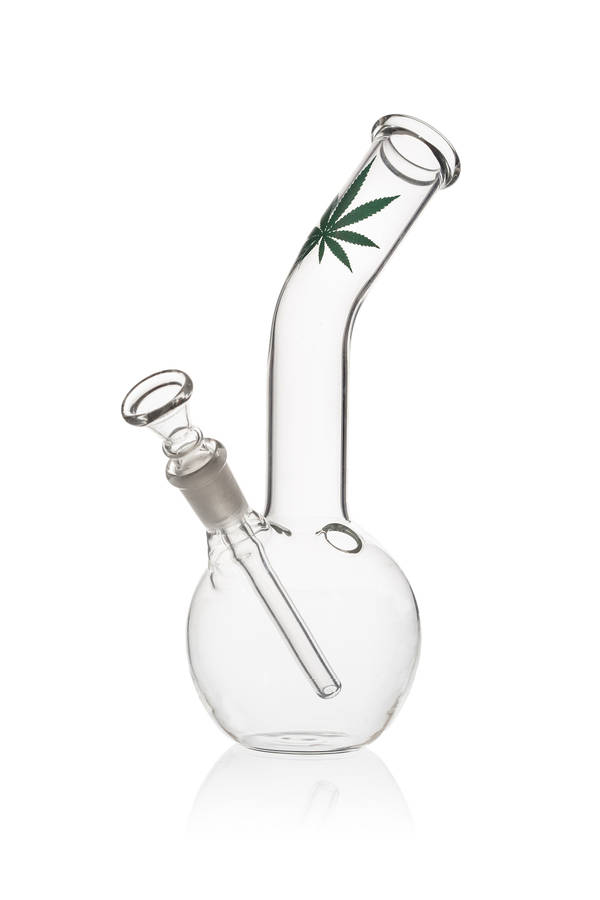 Mini Glass Bong Green Leaf