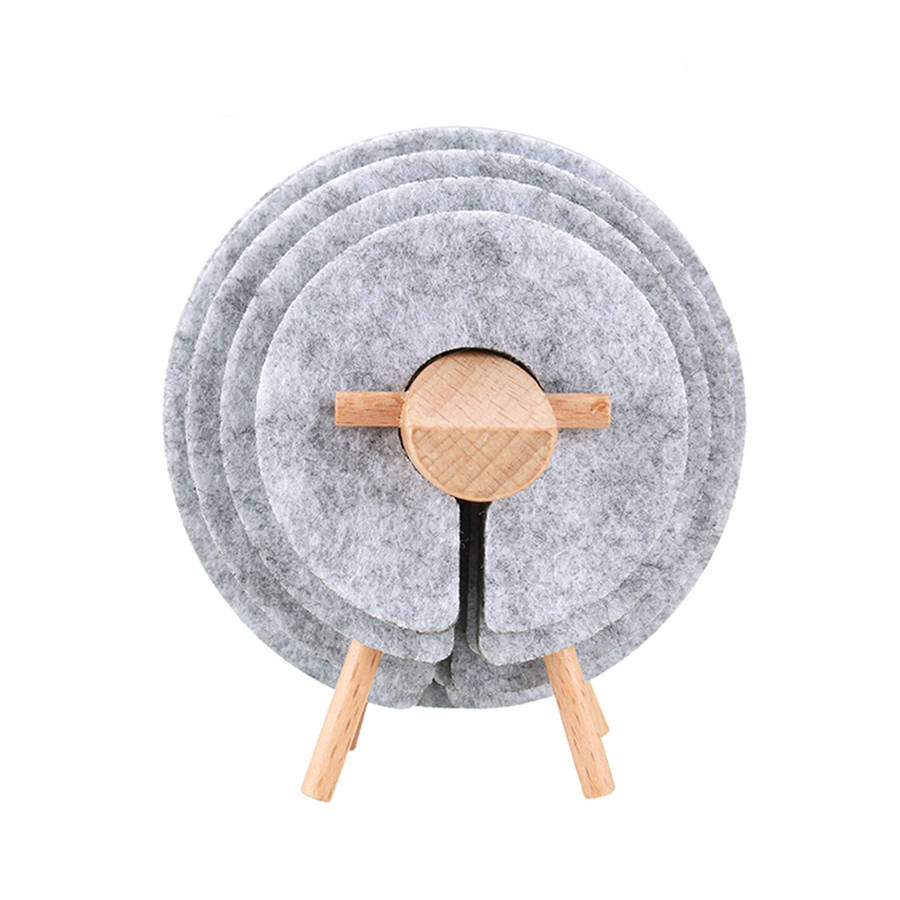 Sheep Shape Anti Slip Drink Coasters Insulated Round Felt Cup Mats Tableware Coaster (COLOR: GREY)