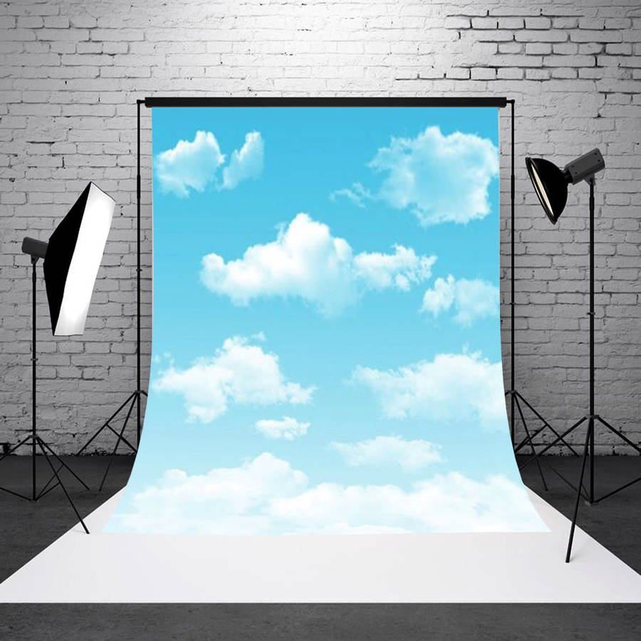 3x5FT Blue Sky White Clouds Backdrop Studio Photography Outdoor Photo Background
