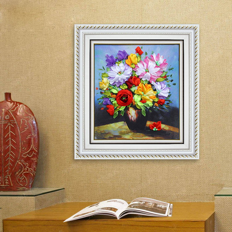 flower silk ribbon cross stitch