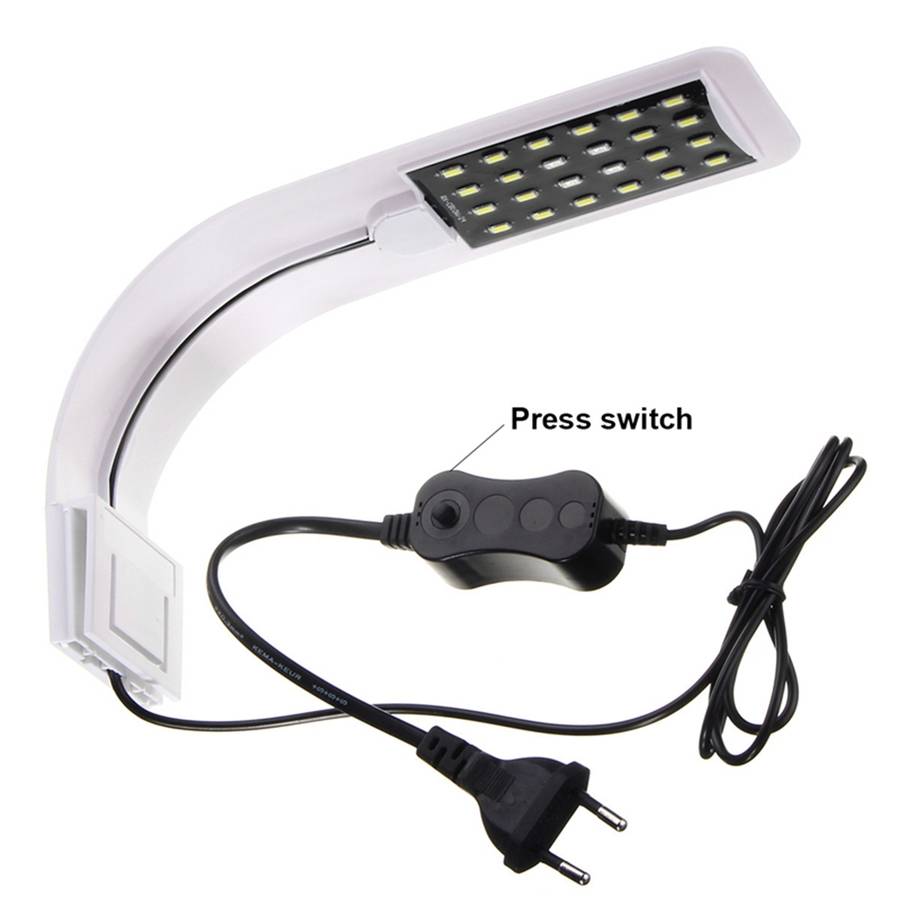 10W 5730 24 LED Aquarium Light Clip Fish Tank Lamp White:Blue 5:1 AC220V - 0.10kg