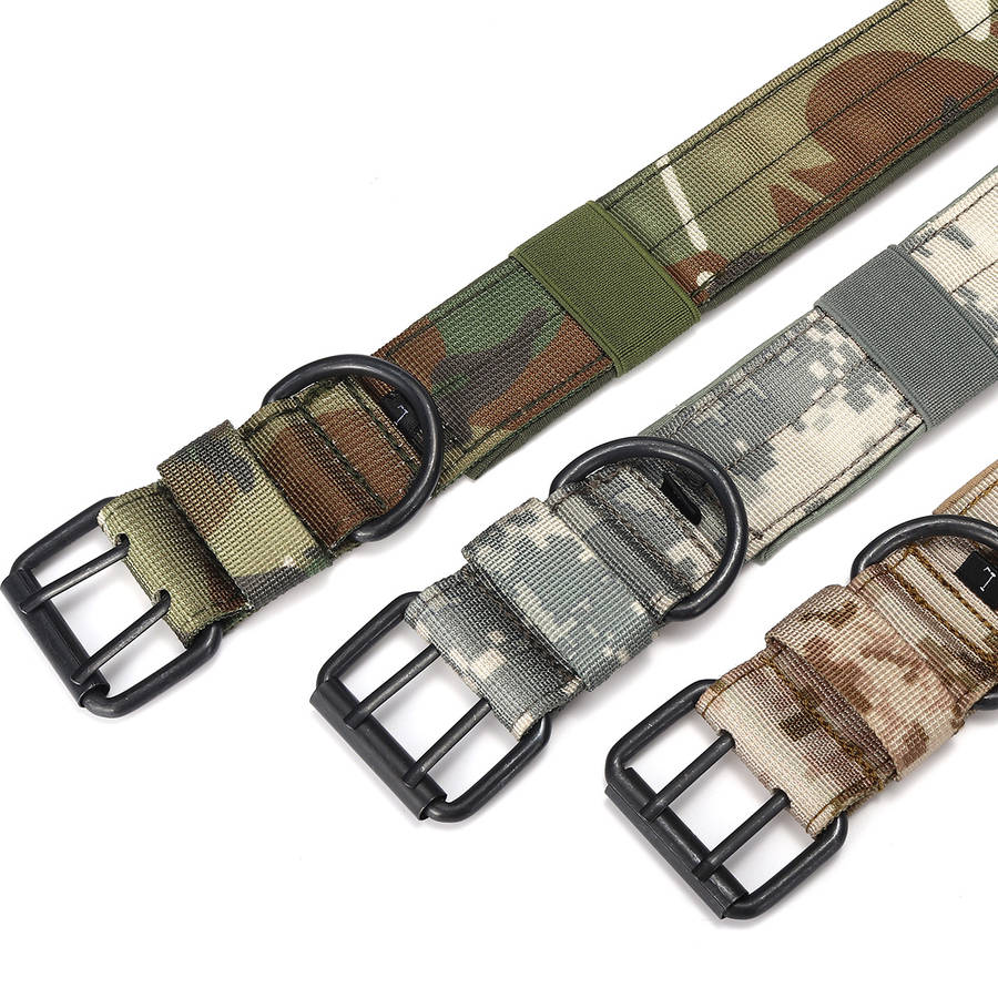 ical Military Adjustable Dog Training Collar Nylon Leash w/Metal Buckl