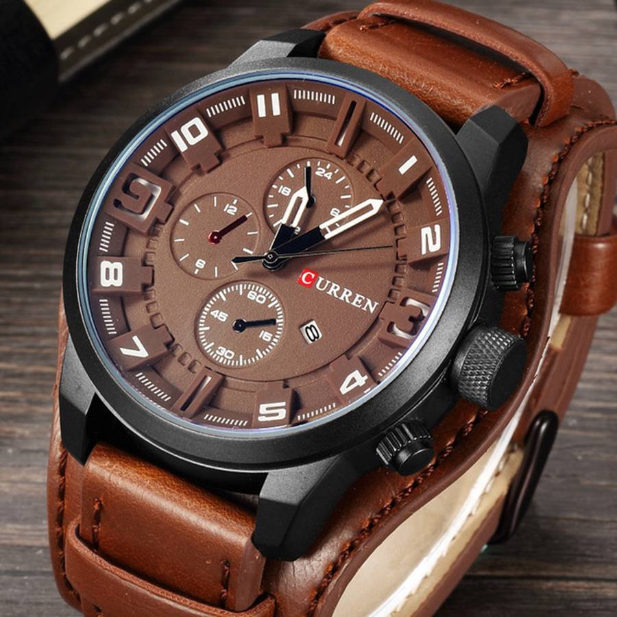 Watch Fashion Men Quartz Wristwatch Creative Leather Strap Sports Watch