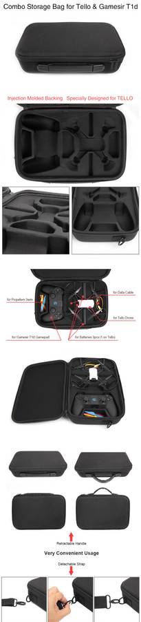 Handbag Storage Shoulder Bag Carrying Case for DJI Ryze Tello & Gamesir T1d Remote Controller -