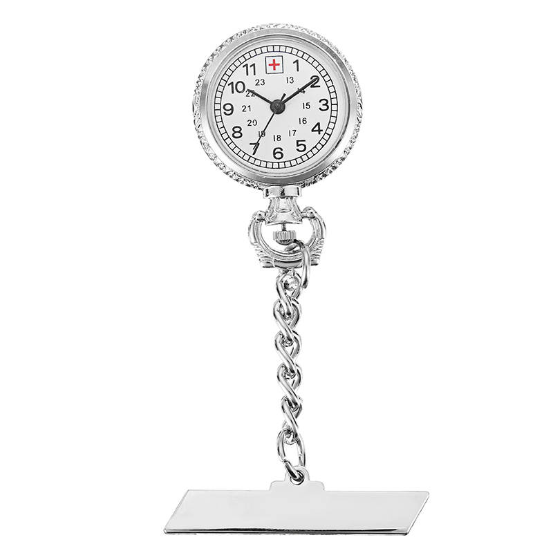 Nurse Silver White Dial Quartz Pocket Watch
