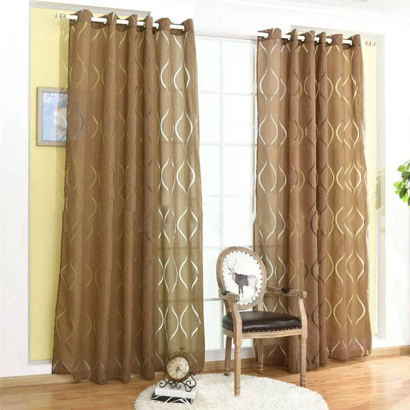 Wave Curtains Bubble Pattern Window Screening Home Decor Through Rod Curtain Cut ... (COLOR: COFFEE)