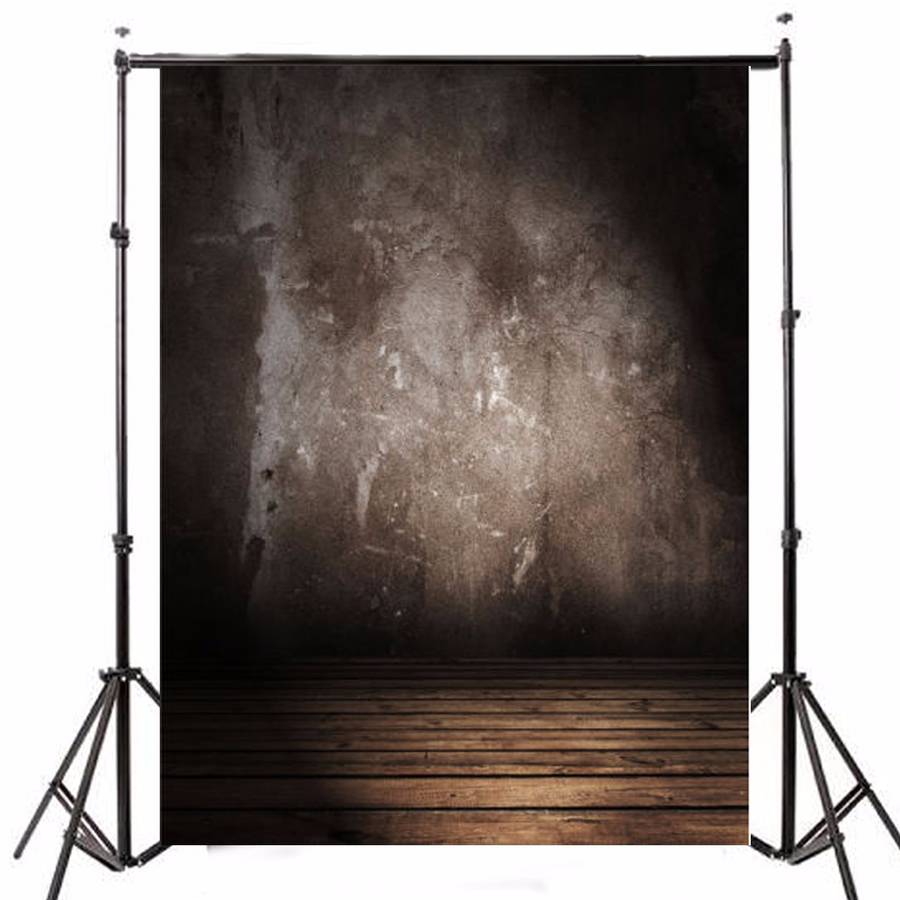 5x7FT Vinyl Retro Gray Wall Photography Background Wood Floor Backdrop Props
