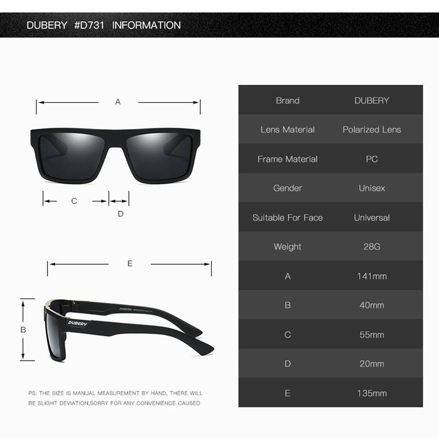 DUBERY D918 Polarized Sunglasses Square UV400 Men Women Outdoor Sports Cycling Driving Sunglasses