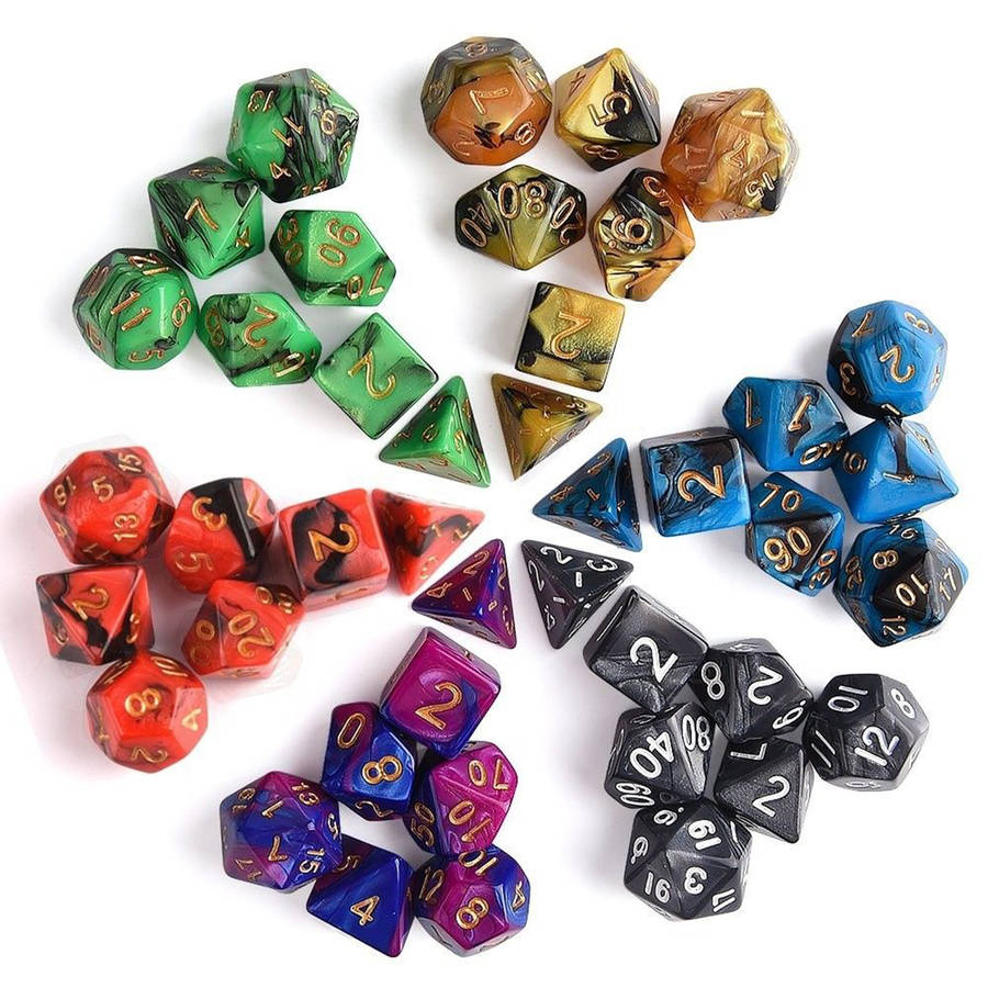 42Pcs 6 Colors Acrylic Mulitisided Dice Sets Role Playing Game Dice Gadget