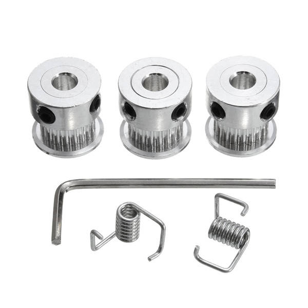 5m GT2 Timing Belt with 3pcs 5mm Bore Pulley and 2pcs Belt Locking Spring
