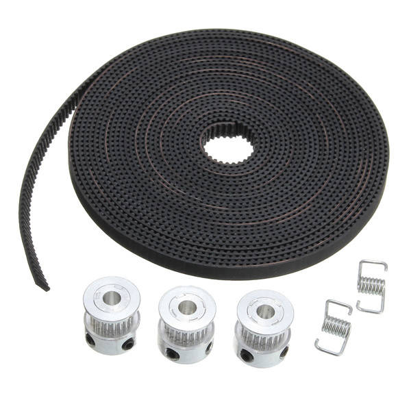5m GT2 Timing Belt with 3pcs 5mm Bore Pulley and 2pcs Belt Locking Spring