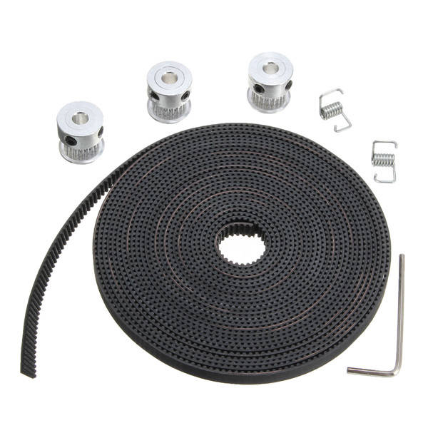 5m GT2 Timing Belt with 3pcs 5mm Bore Pulley and 2pcs Belt Locking Spring