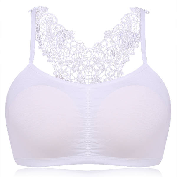 Sexy Pleasing Sling Back Ruffle Bowknot Cross-criss Wireless Padding Bras Crop Tank Tops