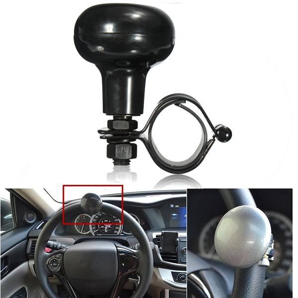 Car Heavy Duty Steel Ring Wheel Spinner Handle Knob With Rubber Mat